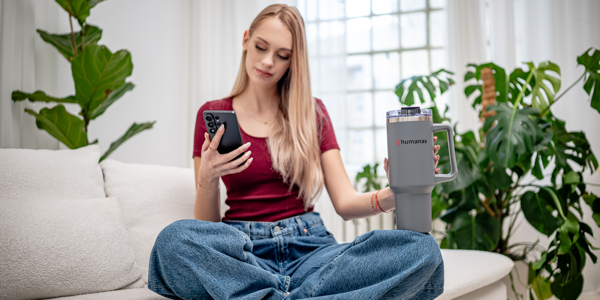 Kubek termiczny Humanas Viva 1200 ml - szary